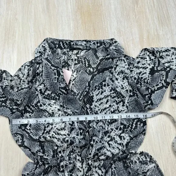 NWT Missguided Snake Animal Reptile Print Button Frill Sheer Chic Mini Dress 2 - Picture 6 of 15